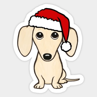 Cream Dachshund with Santa Hat Cute Wiener Dog Christmas Sticker